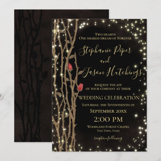 Fairy Tale Forest Wedding Kaart (Voorkant / Achterkant)