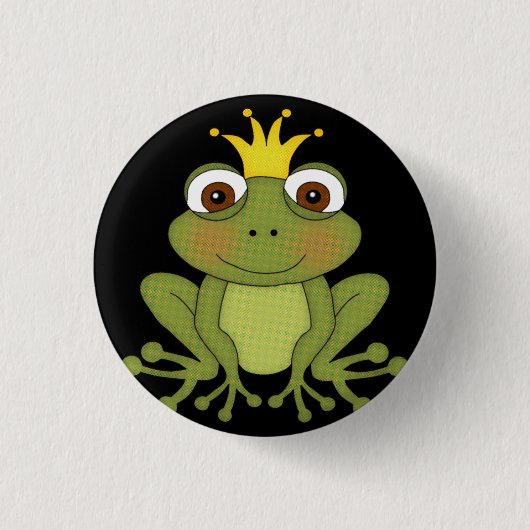 Fairy Tale Frog Prince with Crown Ronde Button 3,2 Cm (Voorkant)