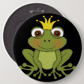 Fairy Tale Frog Prince with Crown Ronde Button 6,0 Cm (Voorkant /achterkant)