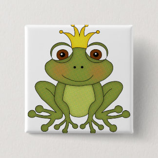 Fairy Tale Frog Prince with Crown Vierkante Button 5,1 Cm