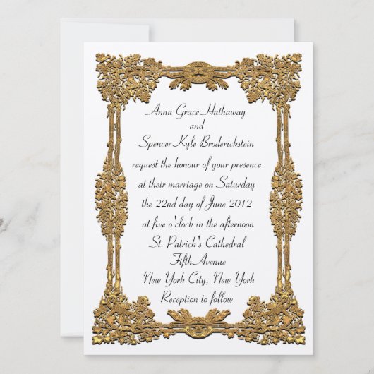 Fairy Tale Gold Wedding Invitation 5,5 x 7,5 inch Kaart (Voorkant)
