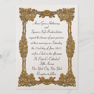 Fairy Tale Gold Wedding Invitation 5,5 x 7,5 inch Kaart