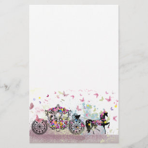 Fairy Tale Horse and Carriage of Flowers Briefpapier