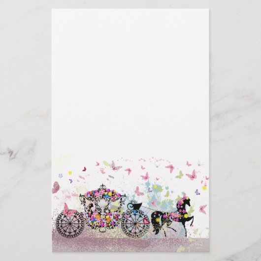 Fairy Tale Horse and Carriage of Flowers Briefpapier (Voorkant)