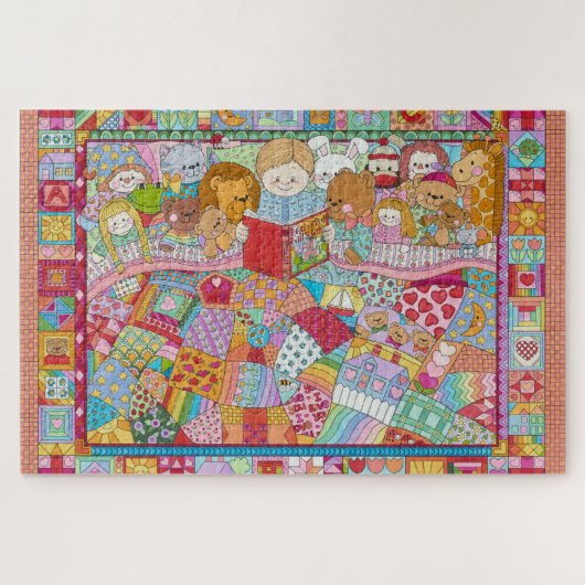 Fairy Tale Kaleidoscope Quilt jigzaag Legpuzzel (Horizontaal)