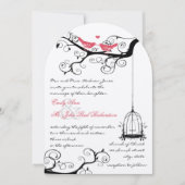 Fairy Tale Love Bird Pink Yarrow Wedding Invite Kaart (Voorkant)
