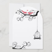 Fairy Tale Love Bird Pink Yarrow Wedding Invite Kaart (Achterkant)