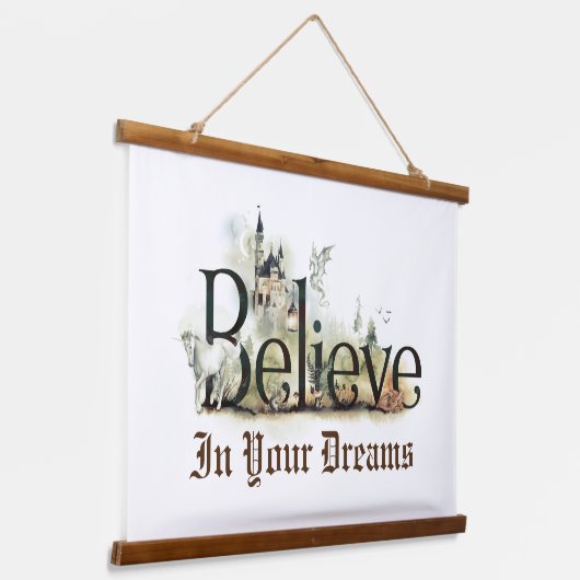 Fairy Tale Magic Creatures Believe In Your Dreams Hangend Wandkleed (Gebogen)