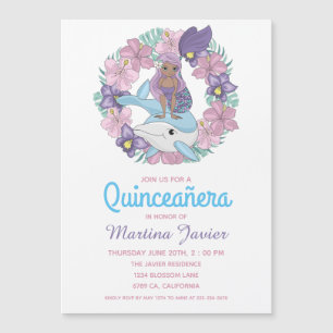 Fairy Tale Mermaid Quinceañera 15e verjaardag Magnetische Uitnodiging