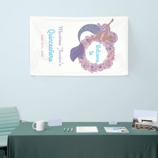 Fairy Tale Mermaid Quinceañera 15e verjaardag Spandoek (Beurs)