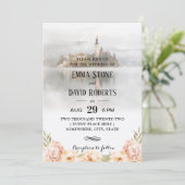 Fairy Tale Misty Lake Elegant Floral Wedding Kaart (Staand voorkant)