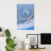 Fairy Tale Moon Print Whimsical Boy on Crescent (Thuiskantoor)