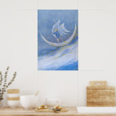 Fairy Tale Moon Print Whimsical Boy on Crescent (Keuken)