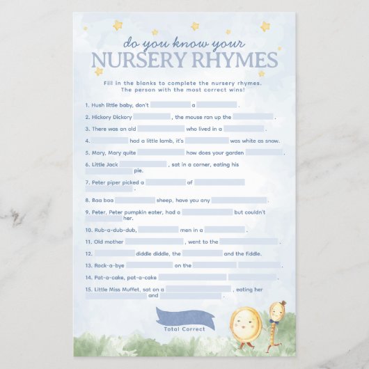 Fairy Tale Nursery Rhyme Baby shower spel Flyer (Voorkant)