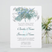 Fairy Tale Peacock Wedding Invitations Kaart (Staand voorkant)