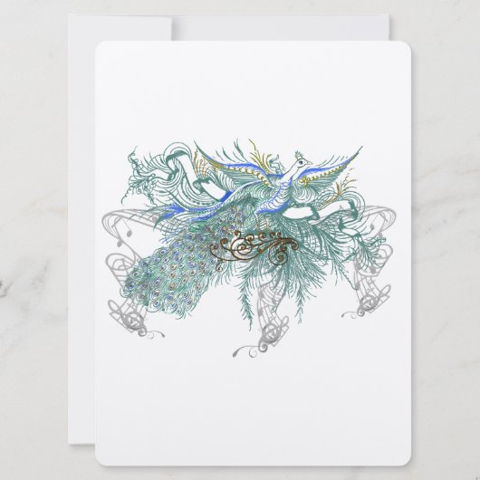 Fairy Tale Peacock Wedding Invitations Kaart (Achterkant)