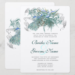 Fairy Tale Peacock Wedding Invitations Kaart
