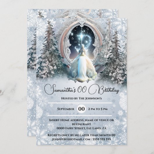 Fairy tale personalized invitations for girls kaart (Voorkant / Achterkant)