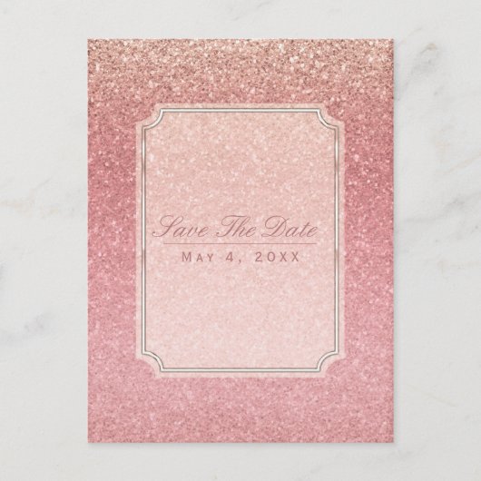 Fairy Tale Pink Glitter Glam Party Save the Date Aankondigingskaart (Voorkant)