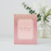 Fairy Tale Pink Glitter Glam Party Save the Date Aankondigingskaart (Staand voorkant)