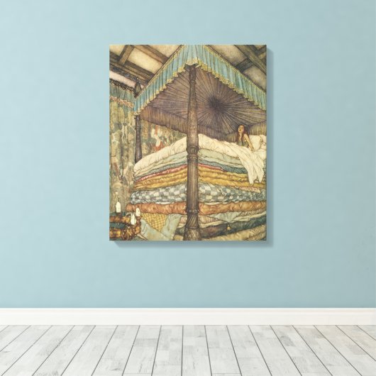  Fairy Tale, Princess and Pea, Edmund Dulac Canvas Afdruk (Insitu (Houten vloer))