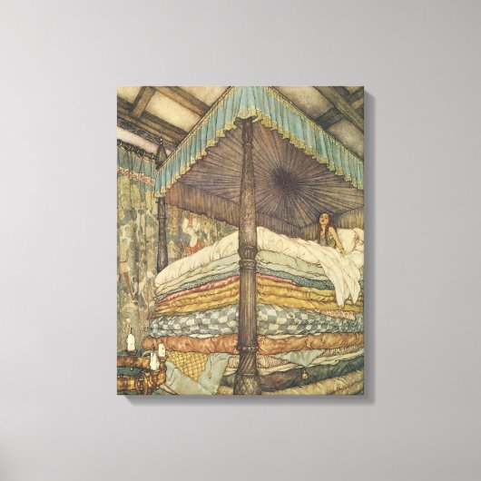  Fairy Tale, Princess and Pea, Edmund Dulac Canvas Afdruk (Voorkant)