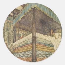  Fairy Tale, Princess and Pea, Edmund Dulac Ronde Sticker