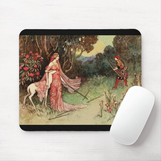 Fairy Tale Princess and White Deer Muismat (Met muis)