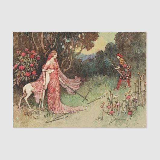 Fairy Tale Princess and White Deer Tissuepapier (Voorkant)