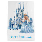 Fairy Tale Princess Castle Girl Birthday Medium Cadeauzakje (Achterkant)