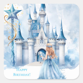 Fairy Tale Princess Castle Girl Birthday Party Vierkante Sticker