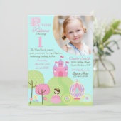 Fairy Tale Princess First Birthday Invitation Kaart (Staand voorkant)
