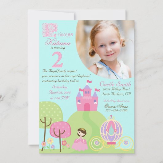Fairy Tale Princess Second Birthday Invitation Kaart (Voorkant)