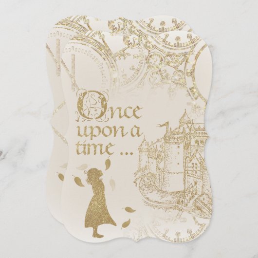 Fairy Tale Princess Theme Gold Glitter Kaart (Voorkant / Achterkant)