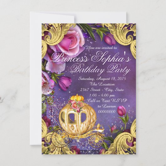 Fairy Tale Princess Verjaardagsfeestje Uitnodiging (Voorkant)