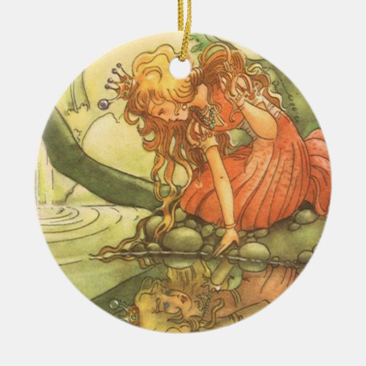  Fairy Tale, prinsprinsesprinses van Pond Keramisch Ornament (Voorkant)