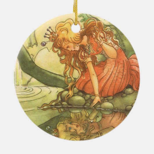  Fairy Tale, prinsprinsesprinses van Pond Keramisch Ornament (Achterkant)