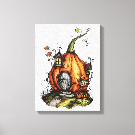 Fairy Tale Pumpkin House Canvas Afdruk (Voorkant)