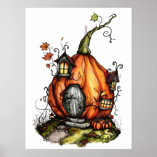 Fairy Tale Pumpkin House Poster (Voorkant)