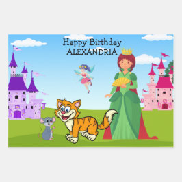 Fairy Tale Pussy Cat Fab London Queen Visit Fun Inpakpapier Vel