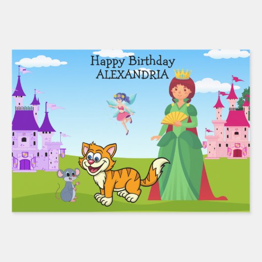 Fairy Tale Pussy Cat Fab London Queen Visit Fun Inpakpapier Vel (Voorkant 3)