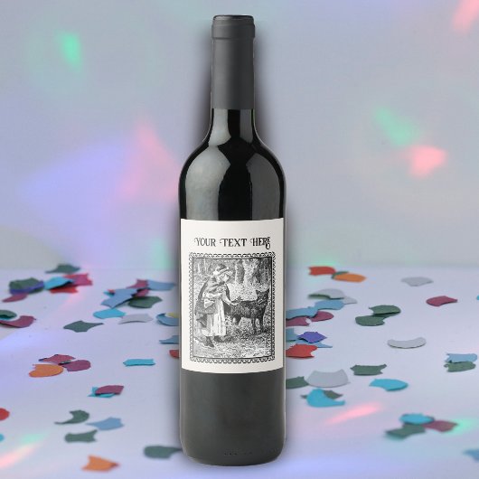 Fairy Tale Red Riding Hood in Bossen Wolf Lijst Wijn Etiket