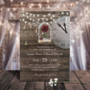 Fairy Tale Roos Flower Dome Rustic Barn Wedding Kaart