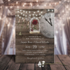 Fairy Tale Roos Flower Dome Rustic Barn Wedding Kaart