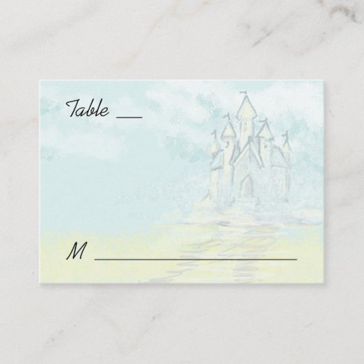 Fairy Tale Sand Castle Beach Wedding Place Cards Plaatskaartje (Voorkant)