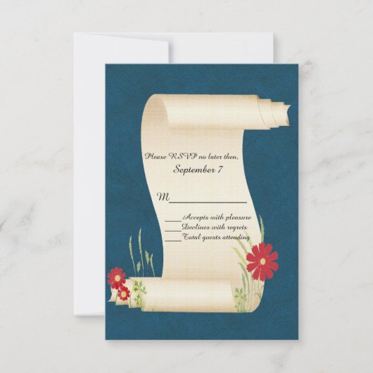 Fairy Tale Scroll Wedding RSVP Kaart (Voorkant)