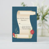 Fairy Tale Scroll Wedding RSVP Kaart (Staand voorkant)