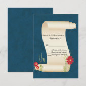 Fairy Tale Scroll Wedding RSVP Kaart (Voorkant / Achterkant)