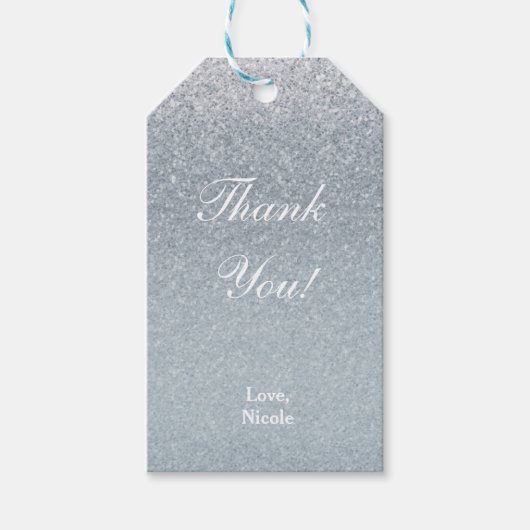 Fairy Tale Silver Glitter Sparkle Party Favor Glam Cadeaulabel (Voorkant)