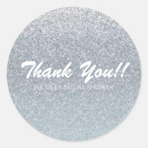 Fairy Tale Silver Glitter Sparkle Party Favor Glam Ronde Sticker